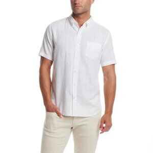 NEW Weatherproof Vintage Linen Men's M White Short Sleeve Button-Down Shirt